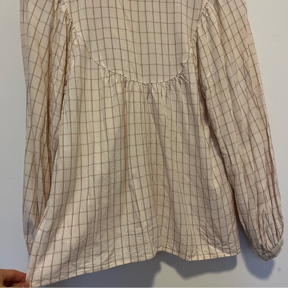 Madewell Balloon Sleeve Peasant Top in Cream and Tan, XXS - Picture 6 of 9
